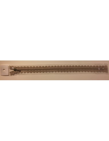 Cremallera en puntilla beige oscuro 35cm Cremallera en puntilla beige oscuro 35cm