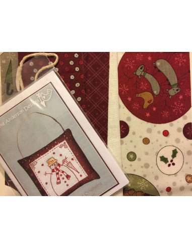 kit colección con 1 Bordado Muñeco Nieve. Red Work Adorno puertas Navidad Lynette Anderson kit colección con 1 Bordado Muñeco Nieve. Red Work Adorno puertas Navidad Lynette Anderson