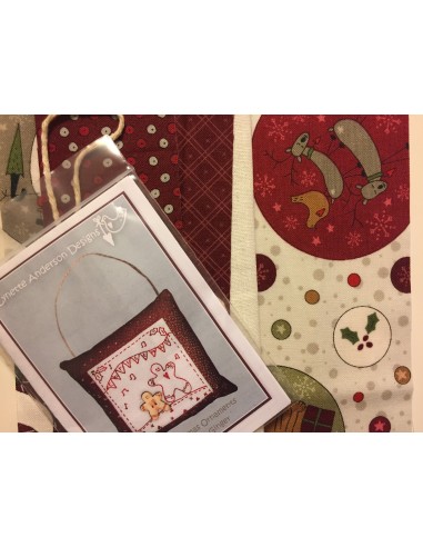 kit colección con 1 Bordado Galleta Ginger. Red Work Adorno puertas Navidad Lynette Anderson kit colección con 1 Bordado Galleta Ginger. Red Work Adorno puertas Navidad Lynette Anderson