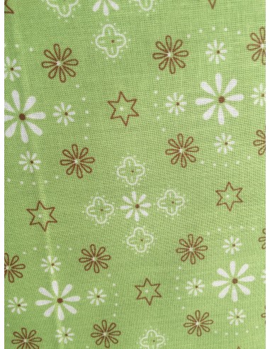 Especial: Ancho tela 270cm Tela verde flores y estrellas trasera y bordes Lori Holt Bee Happy Especial: Ancho tela 270cm Tela verde flores y estrellas trasera y bordes Lori Holt Bee Happy
