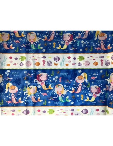 Panel azul sirenitas y peces Mermaid Wishes glitter brillante Northcott Panel azul sirenitas y peces Mermaid Wishes glitter brillante Northcott