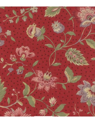 Tela patchwork roja con flores grandes, Jardín de Versailles de French General Tela patchwork roja con flores grandes, Jardín de Versailles de French General