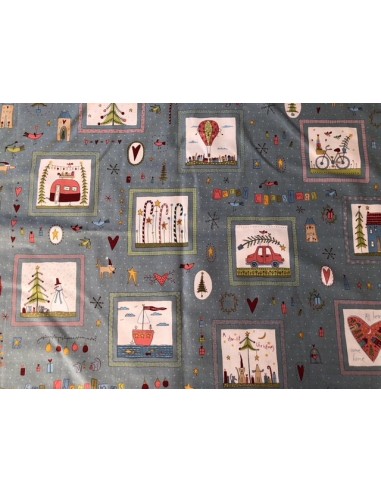 Tela patchwork Panel azul Home for Christmas Anni Downs Tela patchwork Panel azul Home for Christmas Anni Downs