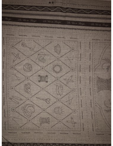 Panel lino bordado French General Gris sepia Panel lino bordado French General Gris sepia