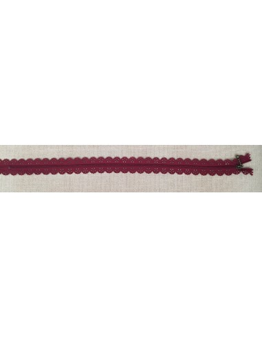 Cremallera en puntilla borgoña 35cm Cremallera en puntilla borgoña 35cm
