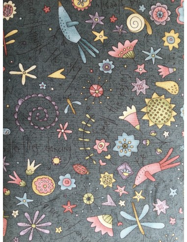 Tela patchwork panel Anni Downs Garden Whimsy gris marengo Tela patchwork panel Anni Downs Garden Whimsy gris marengo