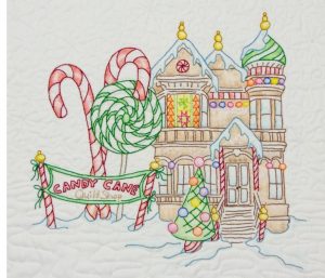 casa bordada tela y pintada navidad patchwork