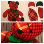 Panel patchwork de tela para realizar muñeco oso navideño